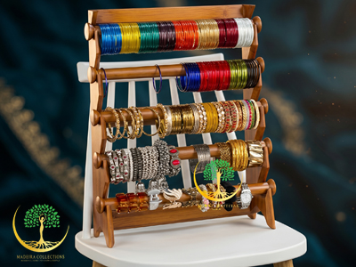 Elegant Wooden Bangle Organizer Stand – Stylish Jewelry Display & Storage