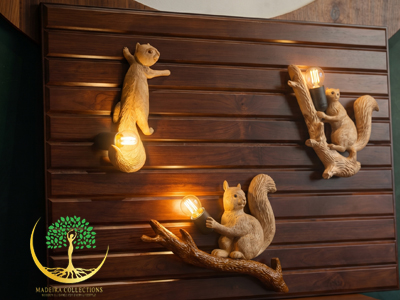 Woodland Squirrel Wooden Wall Lamp Art - Image 2