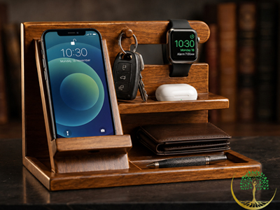 Executive Wooden Men’s Desk Organizer - Image 2
