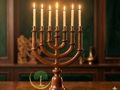 Elegant Wooden Menorah Candle Stand