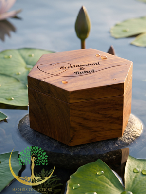 Personalized Wooden Hexagon Ring Holder - Image 2