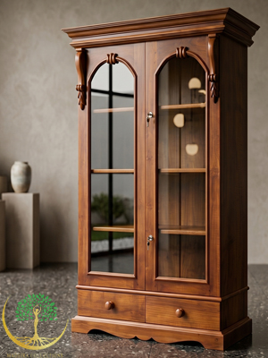 Classic Wooden Display Cabinet with Glass Doors