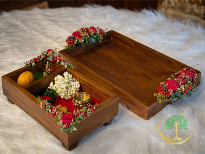 Floral Wooden Wedding Ceremony Tray
