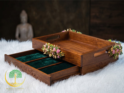 Elegant Wooden Wedding Ceremony Tray with Drawer