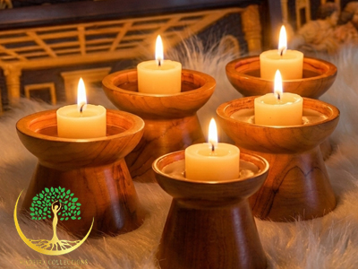 Mini Pillar Wooden Candle Holder - Image 2