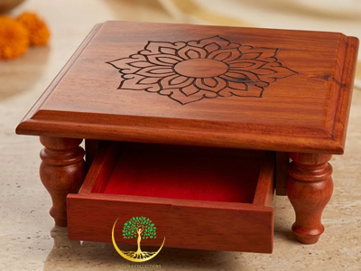 Kerala Heritage Vilakku Stand with Hidden Storage Drawer